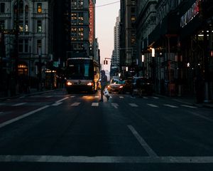 Preview wallpaper city, street, buildings, crosswalk, traffic