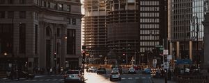 Preview wallpaper city, street, buildings, cars, people
