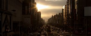 Preview wallpaper city, street, cars, dark