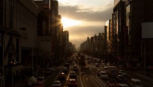 Preview wallpaper city, street, cars, dark