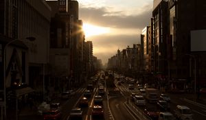 Preview wallpaper city, street, cars, dark