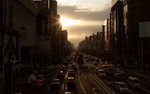 Preview wallpaper city, street, cars, dark