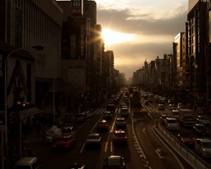 Preview wallpaper city, street, cars, dark