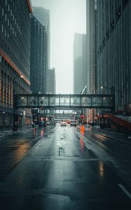 Preview wallpaper city, street, fog, movement, architecture
