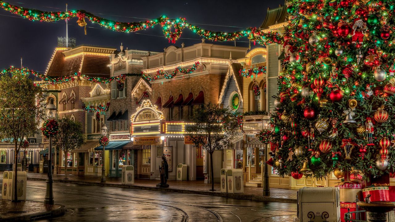 Wallpaper city, street, holiday, christmas, atmosphere, hdr