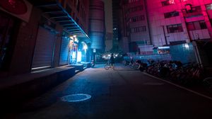 Preview wallpaper city, street, neon, night, dark
