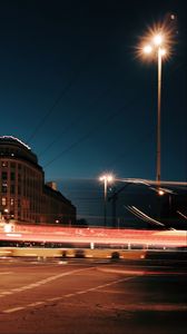 Preview wallpaper city, street, night, long exposure, dark