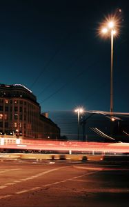 Preview wallpaper city, street, night, long exposure, dark