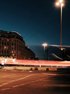 Preview wallpaper city, street, night, long exposure, dark