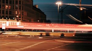 Preview wallpaper city, street, night, long exposure, dark