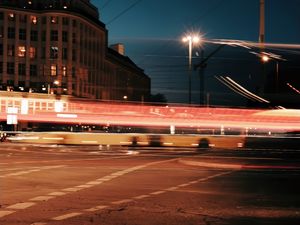 Preview wallpaper city, street, night, long exposure, dark