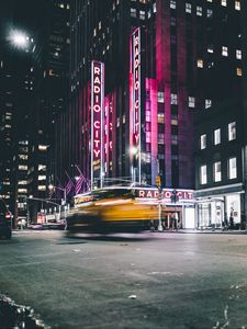 Preview wallpaper city, street, night, movement, blur