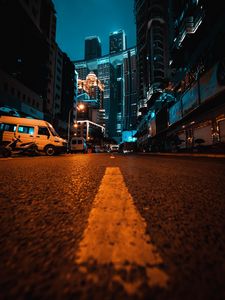 Preview wallpaper city, street, night, buildings, cars, lights