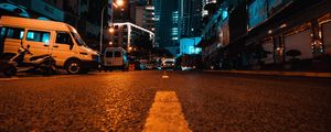 Preview wallpaper city, street, night, buildings, cars, lights