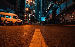 Preview wallpaper city, street, night, buildings, cars, lights