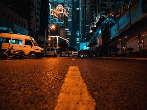 Preview wallpaper city, street, night, buildings, cars, lights