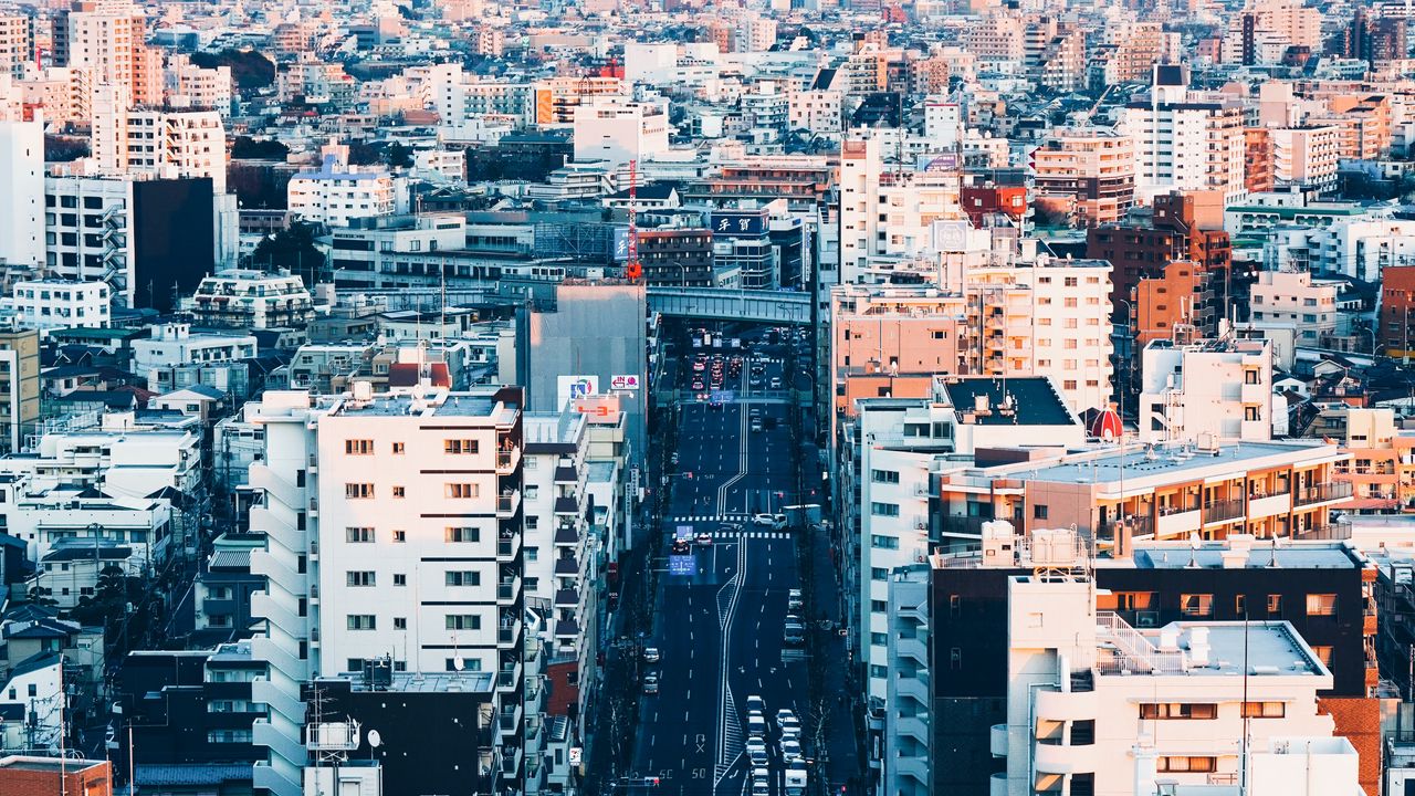 Wallpaper city, street, road, buildings, tokyo