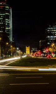 Preview wallpaper city, street, road, light, long exposure, dark