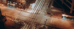 Preview wallpaper city, streets, aerial view, buildings, road, night