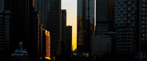 Preview wallpaper city, streets, buildings, sunset