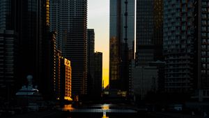 Preview wallpaper city, streets, buildings, sunset
