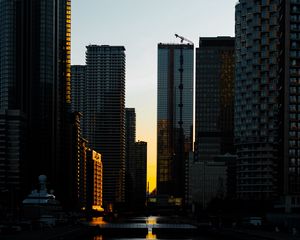 Preview wallpaper city, streets, buildings, sunset