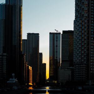 Preview wallpaper city, streets, buildings, sunset