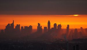 Preview wallpaper city, sunset, buildings, dusk, view