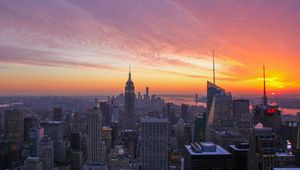Preview wallpaper city, sunset, evening, tower