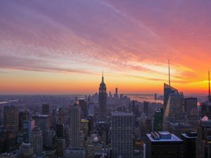 Preview wallpaper city, sunset, evening, tower