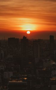 Preview wallpaper city, sunset, evening, buildings