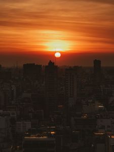 Preview wallpaper city, sunset, evening, buildings