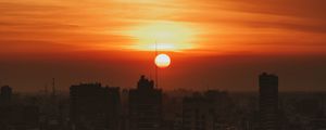 Preview wallpaper city, sunset, evening, buildings
