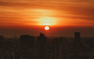 Preview wallpaper city, sunset, evening, buildings
