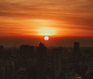Preview wallpaper city, sunset, evening, buildings