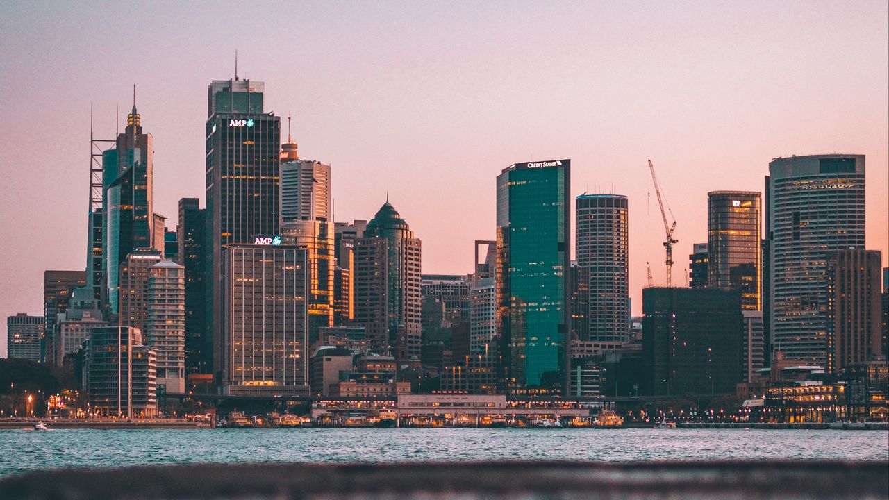 Wallpaper city, sunset, panorama, australia