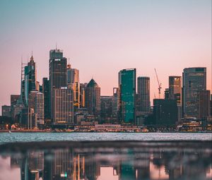 Preview wallpaper city, sunset, panorama, australia
