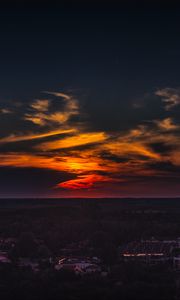 Preview wallpaper city, sunset, skyline, top view, kecskemet, hungary