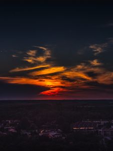 Preview wallpaper city, sunset, skyline, top view, kecskemet, hungary