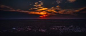 Preview wallpaper city, sunset, skyline, top view, kecskemet, hungary