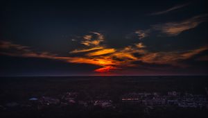 Preview wallpaper city, sunset, skyline, top view, kecskemet, hungary