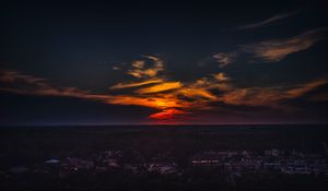 Preview wallpaper city, sunset, skyline, top view, kecskemet, hungary