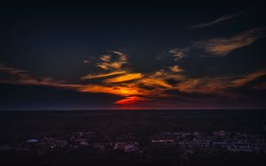 Preview wallpaper city, sunset, skyline, top view, kecskemet, hungary