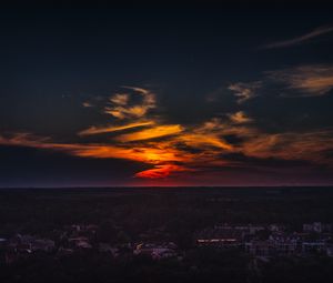 Preview wallpaper city, sunset, skyline, top view, kecskemet, hungary