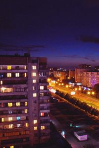 Preview wallpaper city, top view, city lights, night, light, road, building