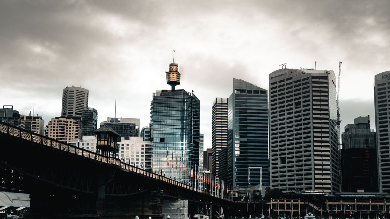 Wallpaper city, tower, bridge, buildings