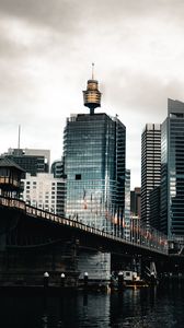 Preview wallpaper city, tower, bridge, buildings