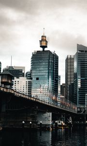 Preview wallpaper city, tower, bridge, buildings