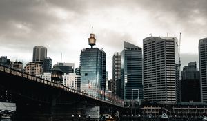 Preview wallpaper city, tower, bridge, buildings