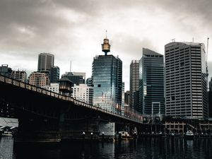 Preview wallpaper city, tower, bridge, buildings